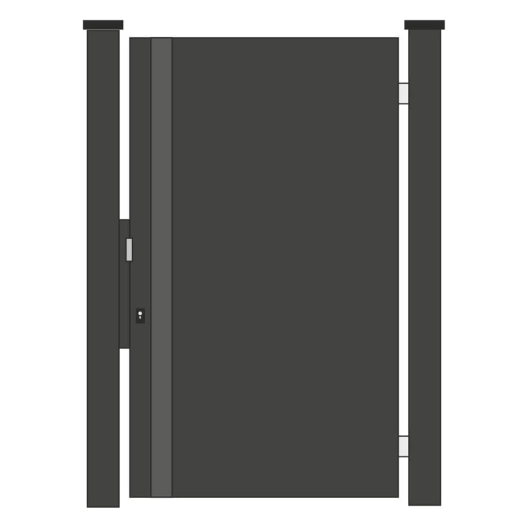 Furtka aluminiowa - pełna o szer. 1000mm (blacha dwustronna klejona - 4 mm) z relingiem