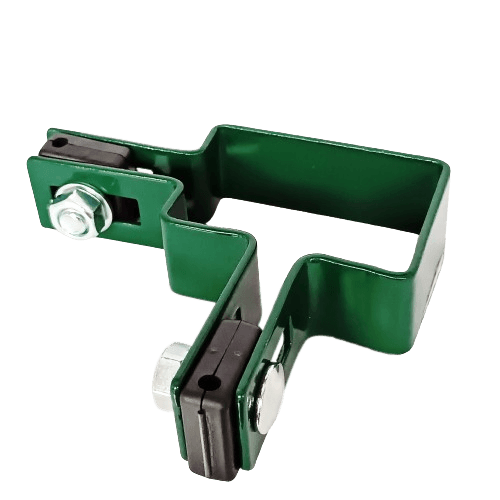 Obejma narożna 60x40mm (fi-4mm) + akcesoria nierdzewne z nakrętką zwykłą RAL6005