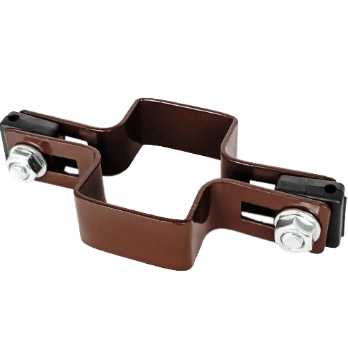 Obejma prosta 60mm x 40mm (fi-5mm) + akcesoria nierdzewne - nakrętka zwykła RAL 8017