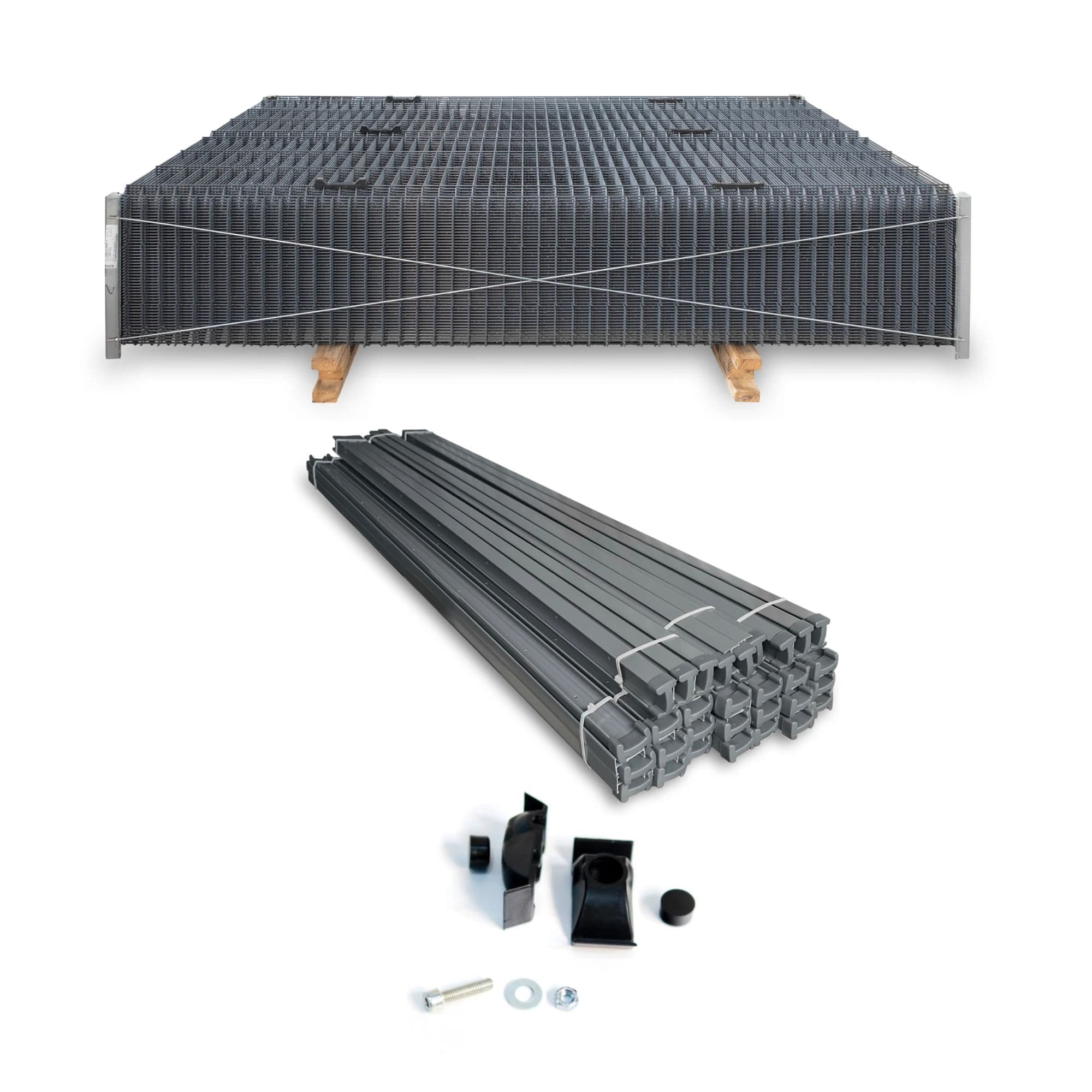 Panel ogrodzeniowy VEGA B 3D oczko: 50x200, słupy i akcesoria GAMMA. Palety po 50 kpl