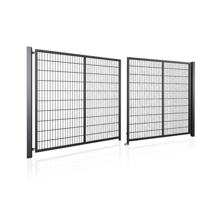 Brama panelowa dwuskrzydłowa 2D SOLID (6/5/6) 4000mm x 1500mm RAL7016 z przesłoną w kolorze grafitowym — zdjęcie 9