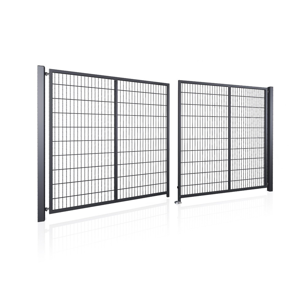 Brama panelowa dwuskrzydłowa 2D SOLID (6/5/6) 4000mm x 1700mm + furtka panelowa 2D SOLID 875mm x 1700mm RAL7016 — zdjęcie 2