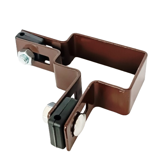 Obejma narożna 60x40mm (fi-4mm) + akcesoria nierdzewne z nakrętką zrywalną RAL8017 — zdjęcie 2