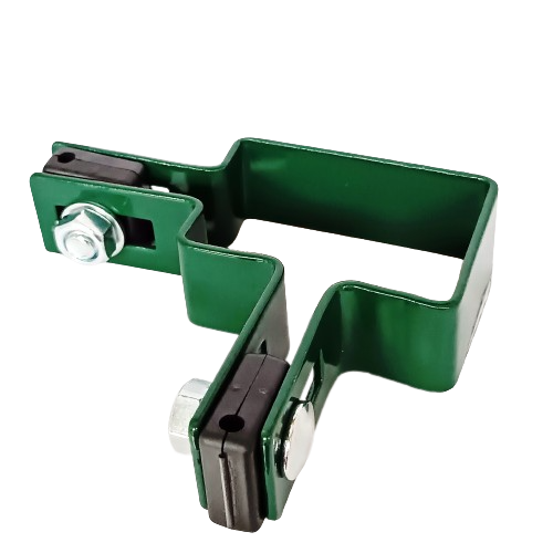 Obejma narożna 60x40mm (fi-5mm) + akcesoria nierdzewne z nakrętką zrywalną RAL6005 — zdjęcie 2
