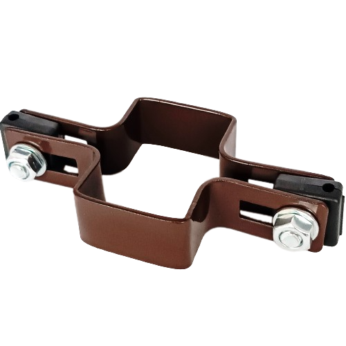 Obejma prosta 60mm x 40mm (fi-6mm) + akcesoria nierdzewne - nakrętka zrywalna RAL 8017 — zdjęcie 2